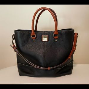 Dooney & Bourke Pebbled Black and Tan Chelsea Shopper